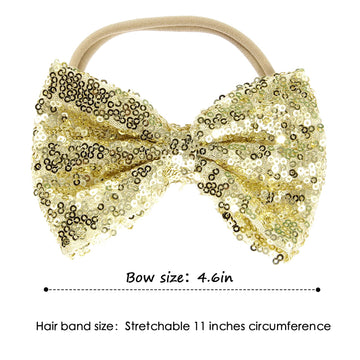 Song Qing Baby Infant Girls Hair Band Sequined Bow Headband Turban Knot Hair Headwear Gold