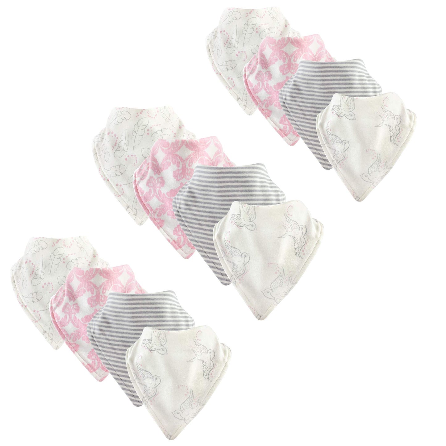 Touched By Nature Organic Cotton Bandana Bibs, 12 Pack, Bird