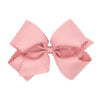 Wee Ones Girls' Classic Grosgrain Hair Bow With Scalloped Edges And Plain Wrap Center On A Weestay Hair Clip, Medium, Sweet Nect