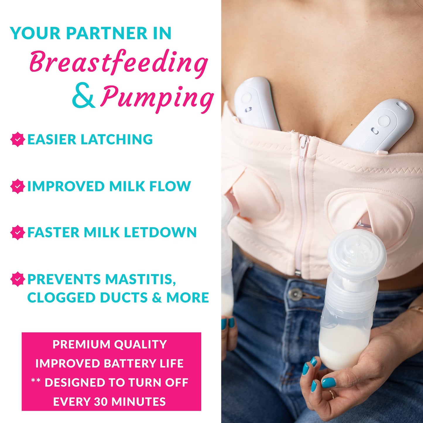Smooch 3-In-1 Warming Lactation Massager - Breast Massager For Breast Feeding With Heat & Vibration - Pumping And Breastfeeding