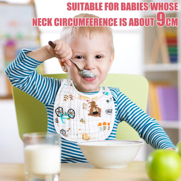 Hicarer 36 Pack Muslin Baby Bibs Bulk Adjustable Newborn Toddler Drool Snap Bibs 8 Layers Cotton Baby Boy Girl (U Shape)