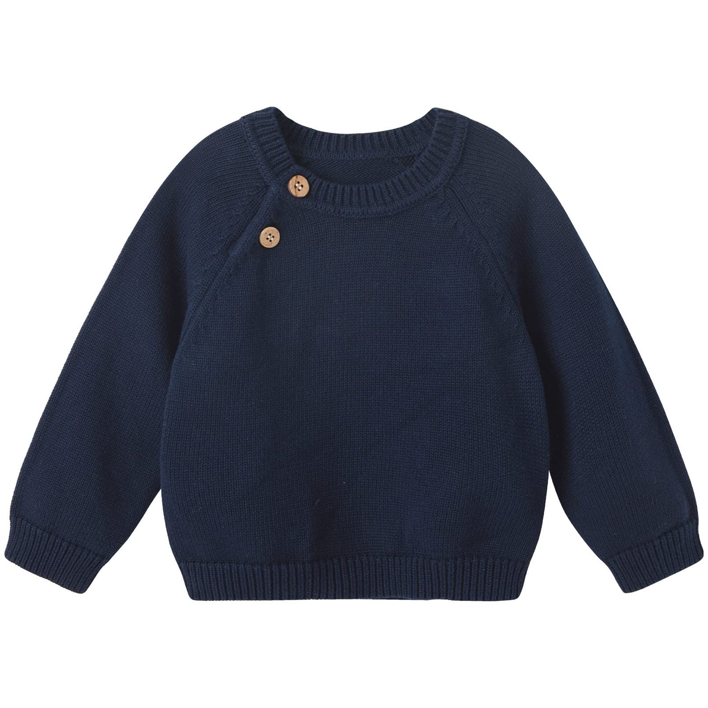 Pureborn Baby Boys Pullover Sweater Crew Neck Cotton Knit Button Closure Navy Blue 3-6 Months