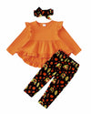 Kucnuzki 18-24 Months Girl Clothing Baby Thanksgiving Outfit Toddler Girl Clothes Cute Little Girl Outfit Baby Ruffle Orange Shi