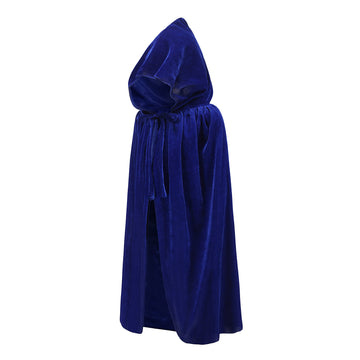 Knelor Kids Hooded Velvet Cloak Robe Halloween Cosutme Cape Fancy Cosplay Costumes 3 To 16 Years (S/Age 3-4, Blue)