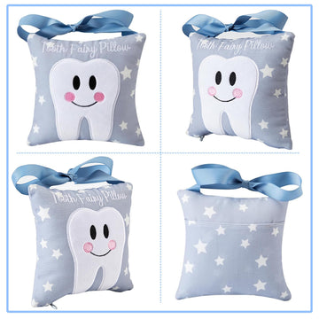 Xunboo Tooth Fairy Pillow With Pocket For Kids Tooth Keepsake Pouch Tooth Fairy Bag On Back Toothfairy Gift For Boys And Girls,