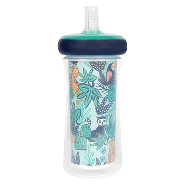 The First Years Insulated Straw Cup For Toddlers 2Pk - Wild And Free & Marbled - Dark Blue, 9 Ounces