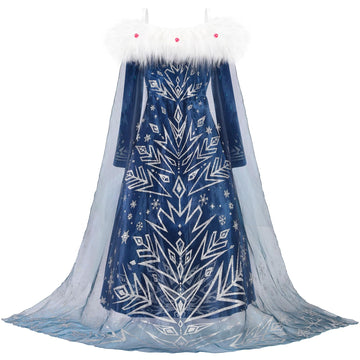 Knemmy Princess Costume For Girls Halloween Dress Snow Cosplay Christmas Birthday Party Dress Up Outfit Blue