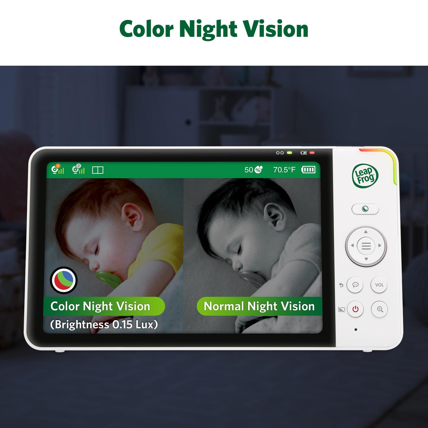 Leapfrog Lf920Hd Baby Monitor With Camera And Audio, 7' Hd Lcd Display, Color Day&Night Vision, 360 Pan-Tilt, 8Xzoom, Night Lig
