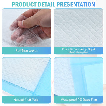 Timoo 100 Pcs Disposable Changing Pad Leak-Proof Underpad Bed Table Protector Mat, Soft Non-Woven Fabric, 17 Inches X 13 Inches