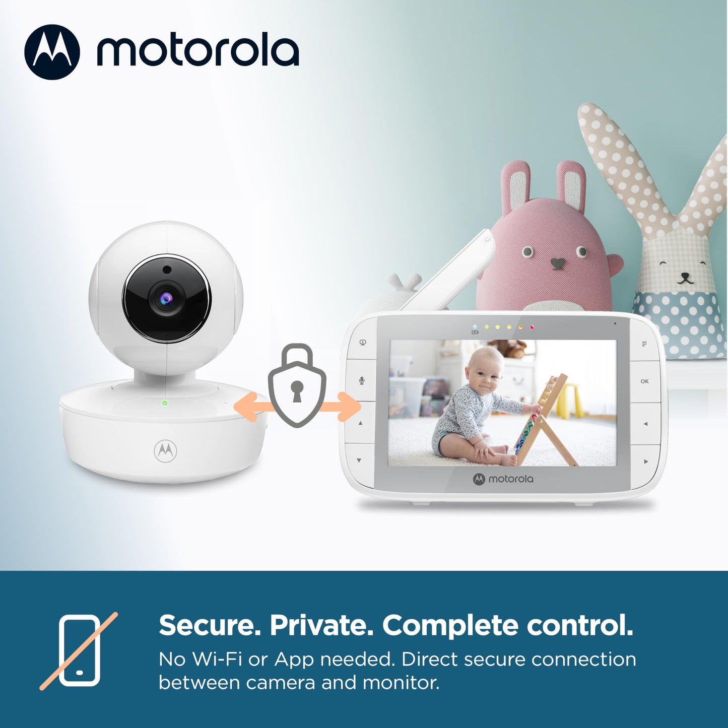 Motorola Baby Monitor Vm36Xl - Indoor Video With Camera, 480X272P, 1000Ft Range, 2.4 Ghz Wireless 5' Screen, 2-Way Audio, Remot