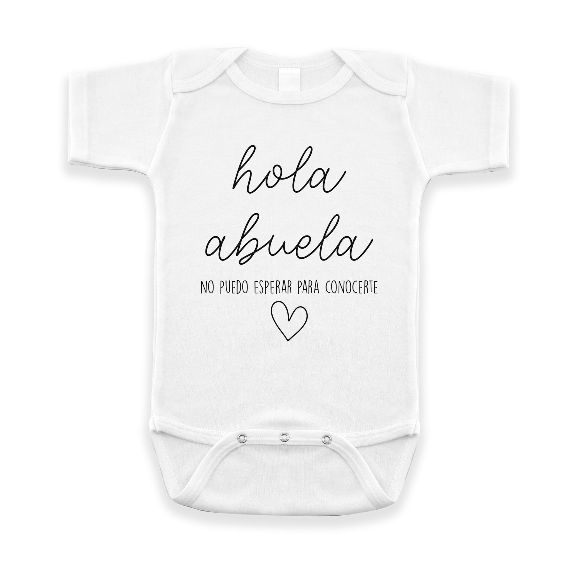Hola Abuela Spanish Pregnancy Announcement Infant Bodysuit For Grandma - Abuelito Gift For New Baby Reveal! (White)