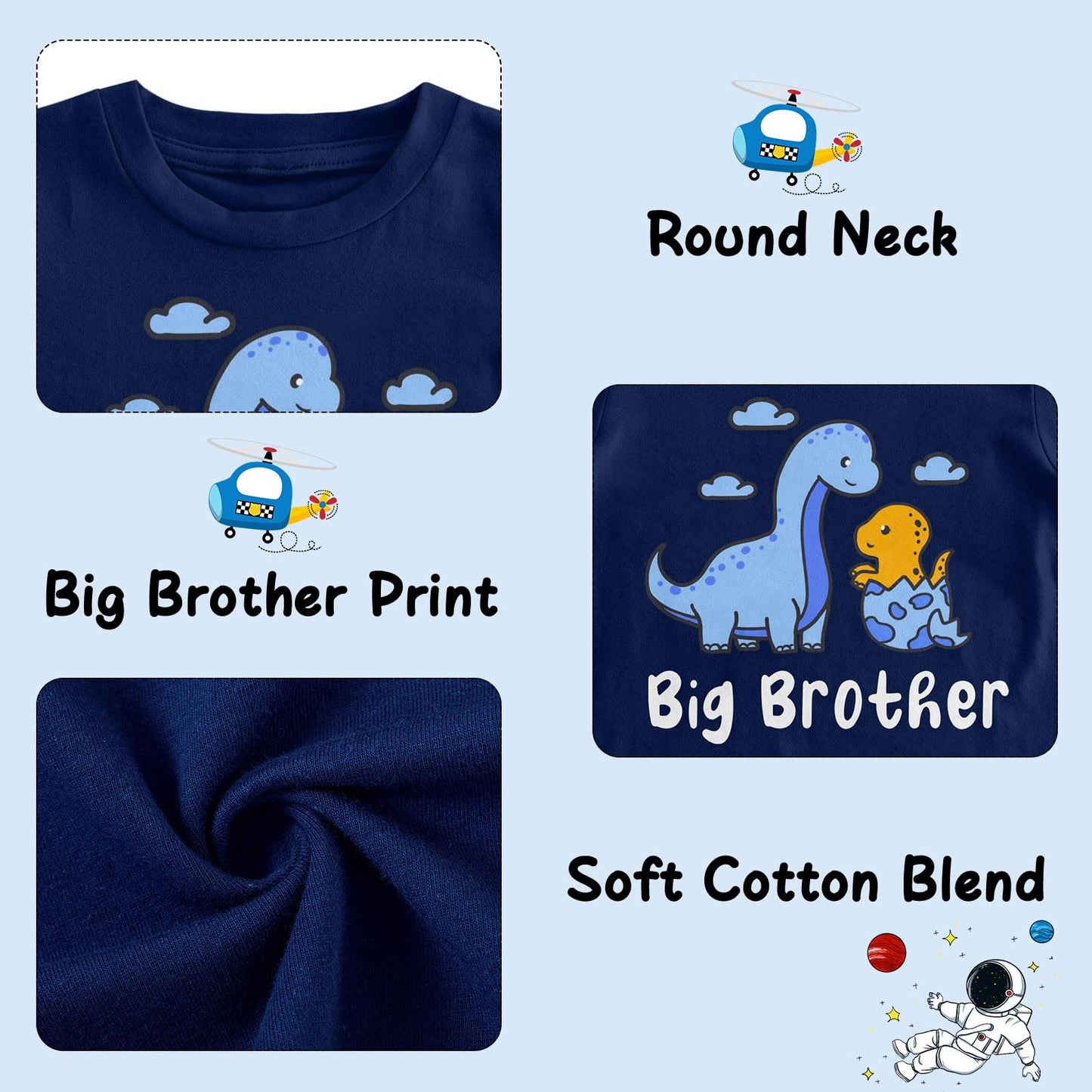 Funnycokid Big Brother Shirt 5T 4T Dinosaur Little Boys Promoted To Big Brother Blue Size 5 Pregnancy Announcement Gifts For Boy
