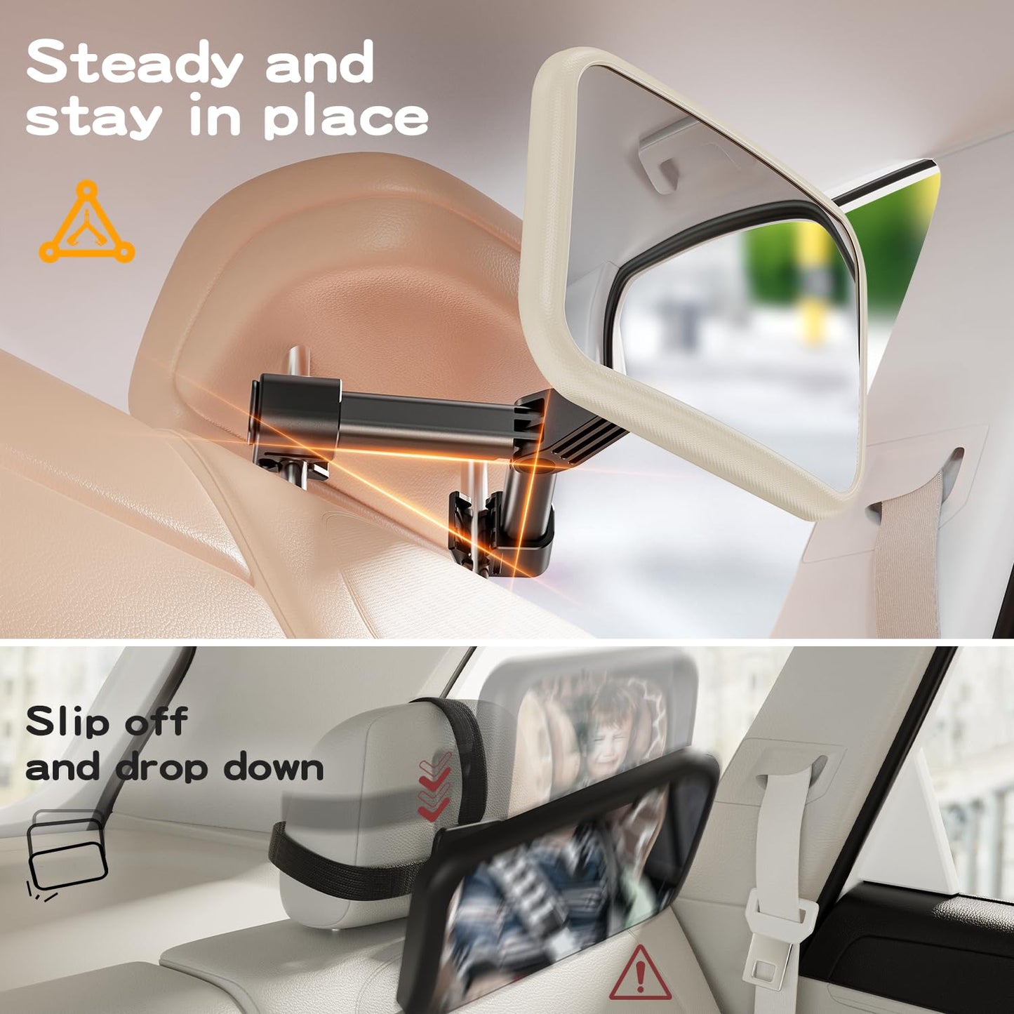Tazeni Baby Car Mirror For Baby Hook Clip Design Never Shake Baby Mirror For Car Seat Rear Facing Easy Install Crystal Clear Vie