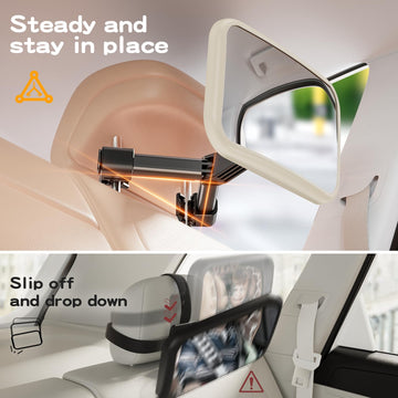 Tazeni Baby Car Mirror For Baby Hook Clip Design Never Shake Baby Mirror For Car Seat Rear Facing Easy Install Crystal Clear Vie