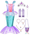 Meland Mermaid Dress For Girls - Little Mermaid Costume For Girls With Bag Princess Dresses For Girls 3-8 Birthday Gift