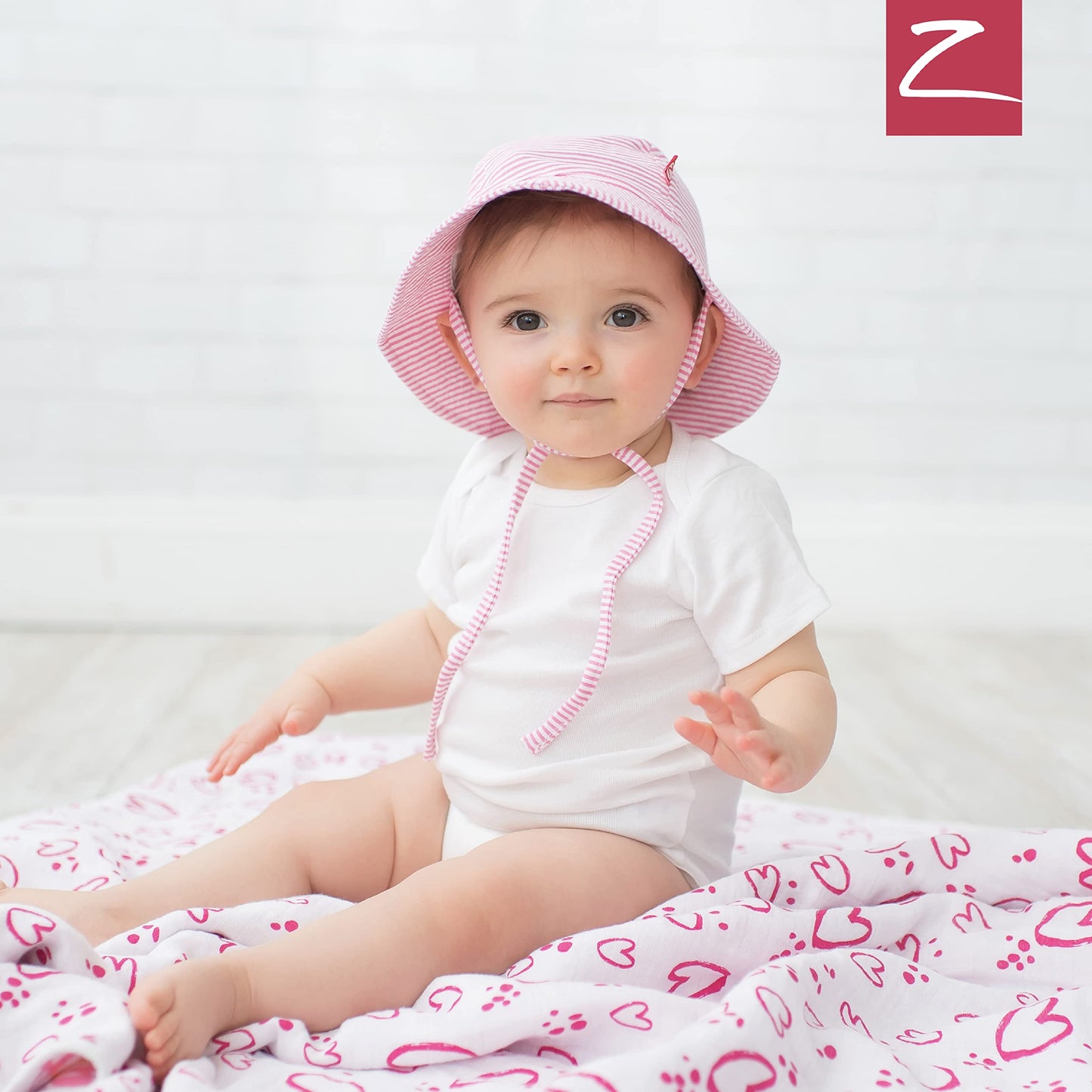 Zutano Baby Girls' Floppy, Hot Pink Candy Stripe, 18 Months