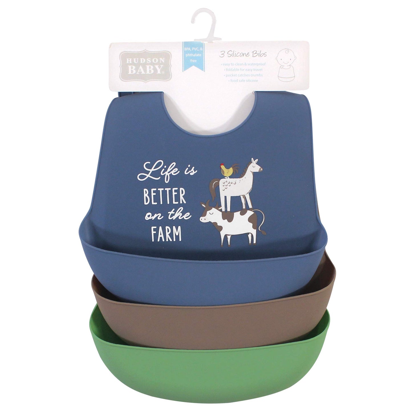 Hudson Baby Unisex Baby Silicone Bibs, Tractor, One Size