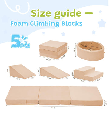 Elftopia Foam Climbing Blocks With Ball Pit & Stairs For Toddlers Aged 1-3 -Soft Playset For Indoor Crawling, Foam Playground Se