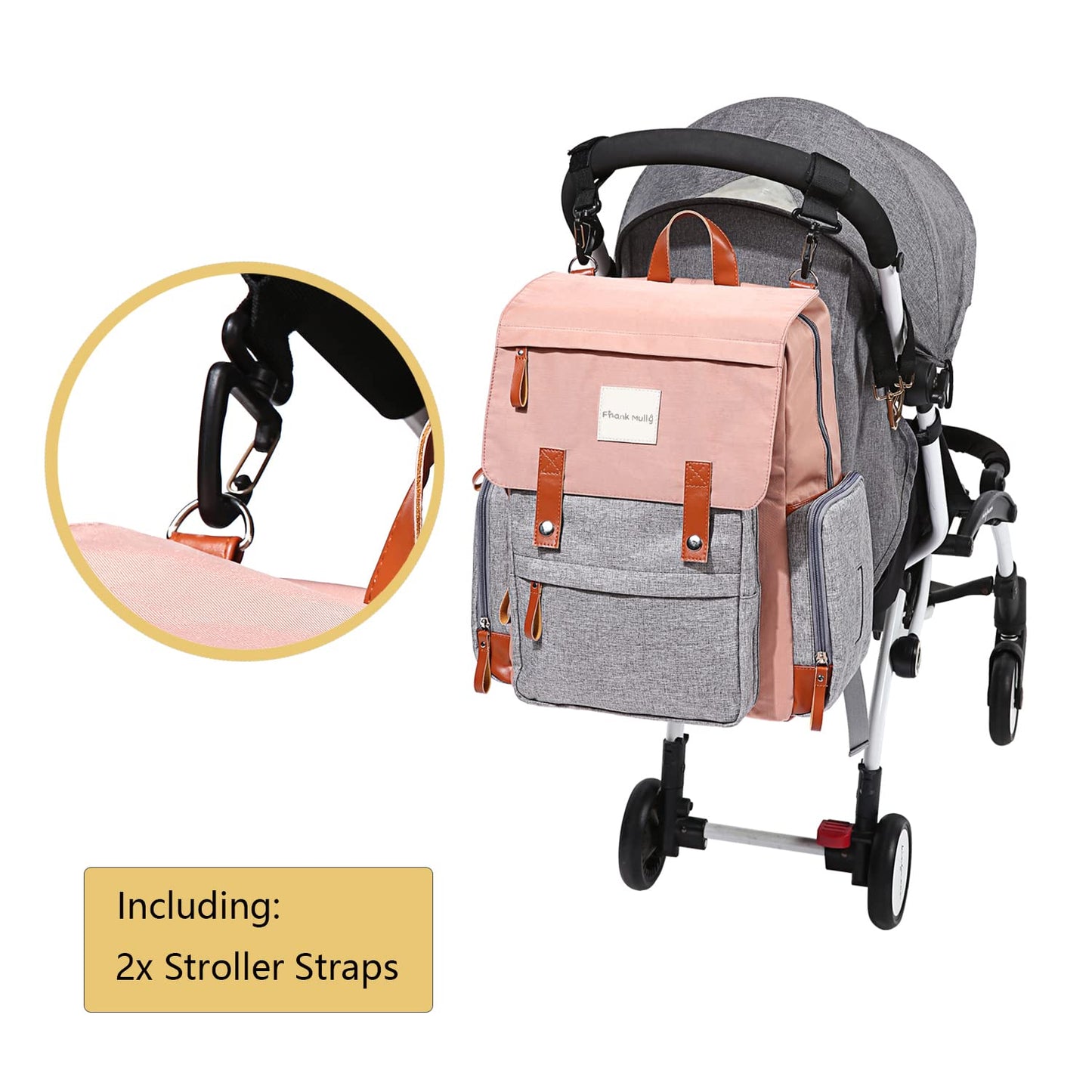 Frank Mully Diaper Bag Backpack Large Multifunction Travel Baby Bag For Mom Dad Pink1