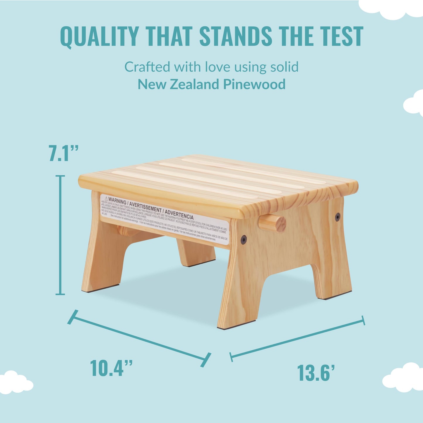 Dream On Me Ease-Up Adjustable Nursing Footrest In Natural, Made Of Sturdy Pinewood, Lightweight, Easy To Assemble