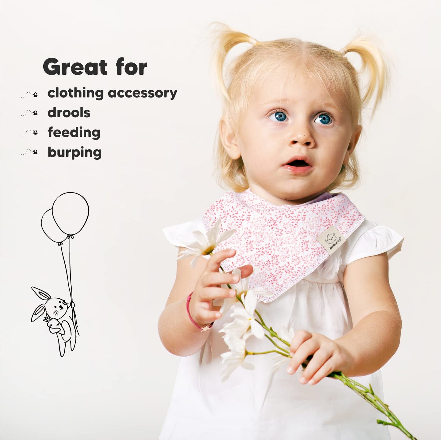 10-Pack Organic Baby Bandana Bibs - Organic Cotton Bandana Bibs For Boys, Girls, Super Absorbent Bandana Drool Bibs, Teething Bi