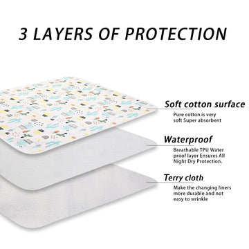 Baby Diaper Changing Pad Liners(22X27.5 Inches) Soft Cotton Waterproof Changing Pad For Baby Underpads Mattress Pad Sheet Protec