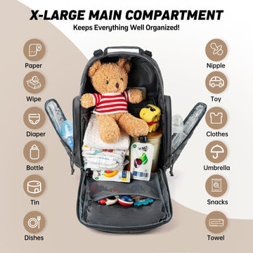 Sharkmouth Diaper Bag With Changing Pad - Large Military Baby Diaper Backpack For Hiking Travel Camping - Army Style For Men Act