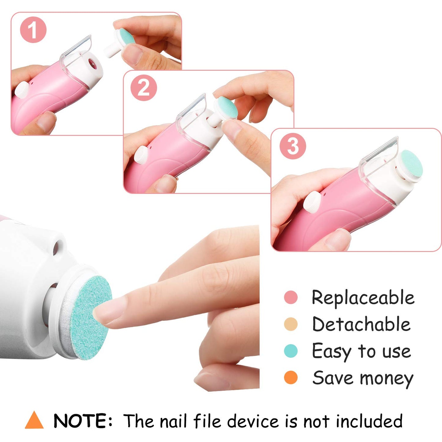 24 Pieces Baby Nail File Pads Nail Trimmer Replacement Pads Electric Baby Nail Grinding Heads For Standard Electric Kid Nail Tri