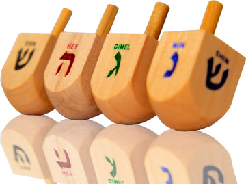 Wood Dreidels Hanukkah Draydel With English Transliteration & Instruction Cards (200-Pack)
