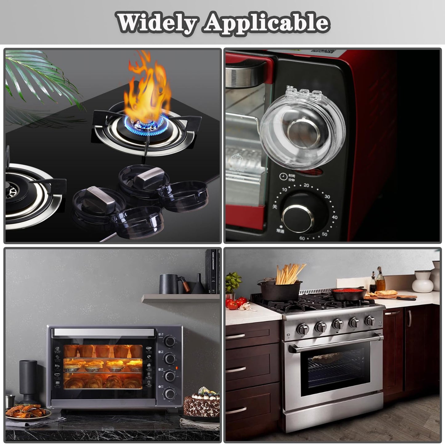 Stove Knob Safety Covers, Gas Stove Knob Locks With Adhesive Universal Size Oven Knob Covers For Child Safety Gas Stove Knob Cov