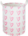 Clocor Pink Laundry Basket,Waterproof Baby Girls Nursery Hamper, Girls' Room Decor,Kids Toys Storage Bin,Gift Basket(Pink Heart