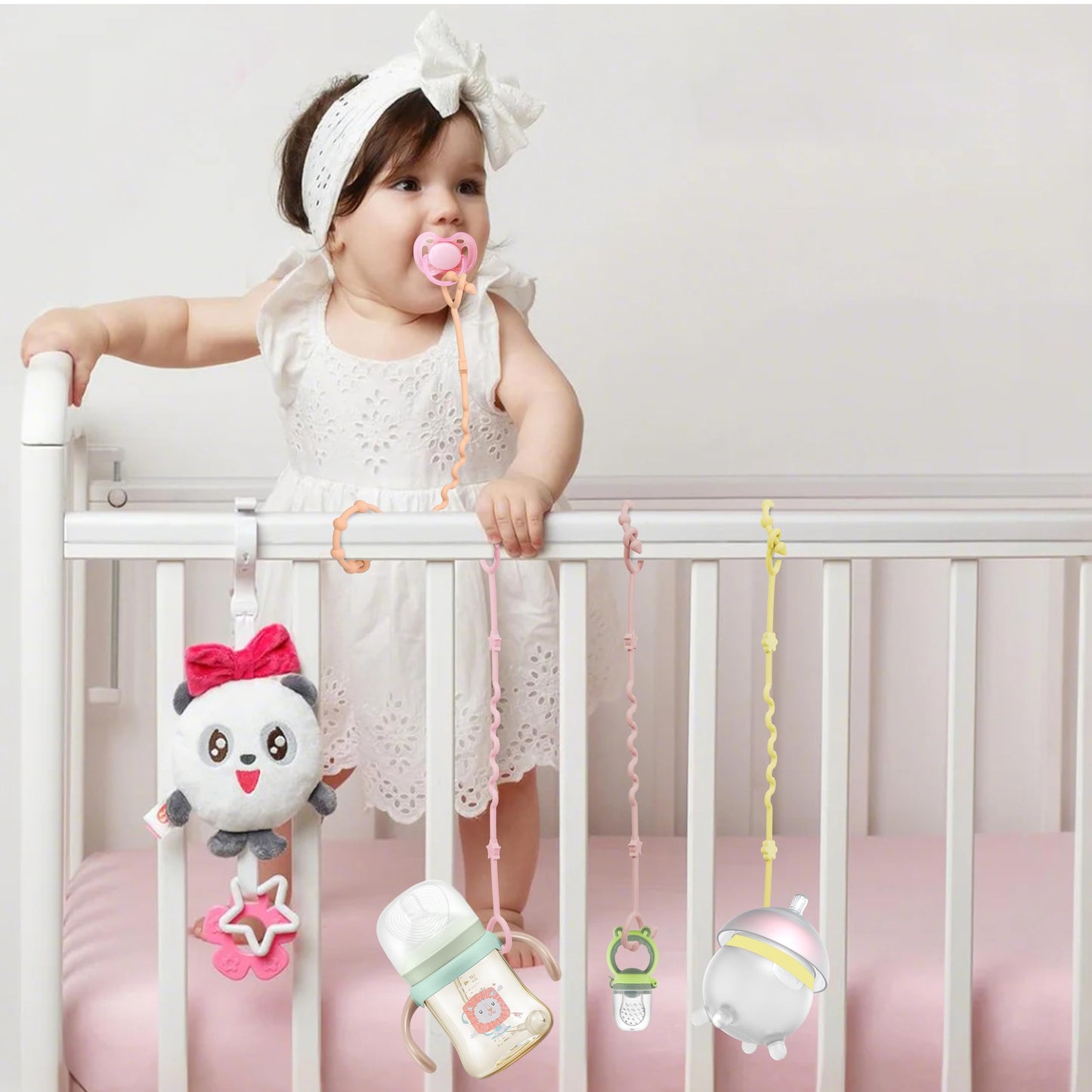 Rtmok Toy Straps For Baby, Silicone Setpacifier Clip,Applies To Car Seat Toy,Teether Toy,High Chair,Stroller Accessories,Baby To