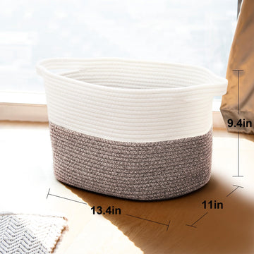 Cotton Rope Woven Toy Baskets Storage Cube, Baby Laundry Basket, Toy Basket, Empty Gift Basket With Handles, Square Storage Bask