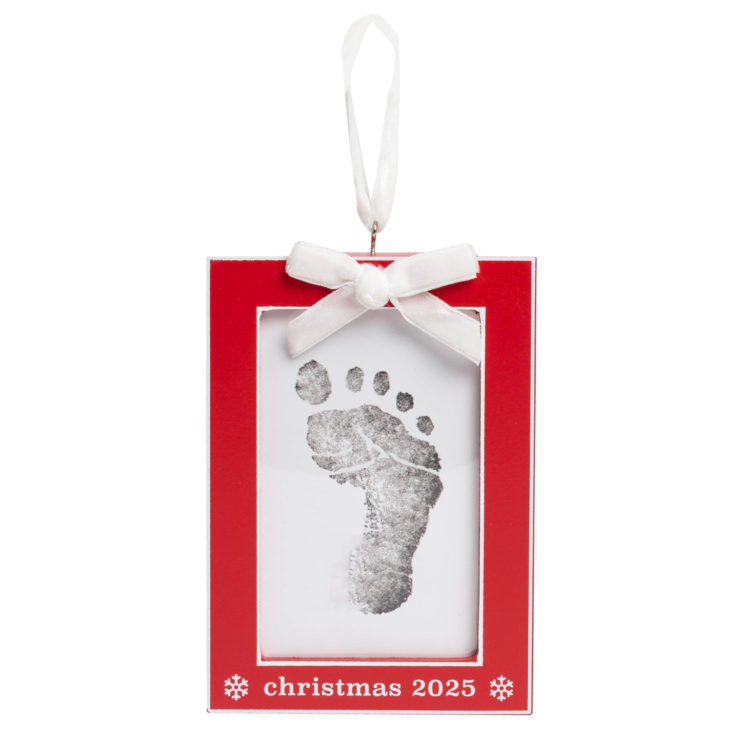 Pearhead Baby First Christmas 2025 Handprint & Footprint Ornament - Clean-Touch Ink Pad Keepsake with Photo Frame, Mess-Free Hol