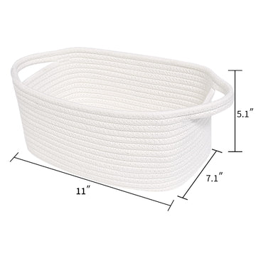 Abenkle Small White Basket, Soft Woven Storage Bins Baskets For Baby Cat And Dog Toys Organizer, Decorative Shelves Closet Organ