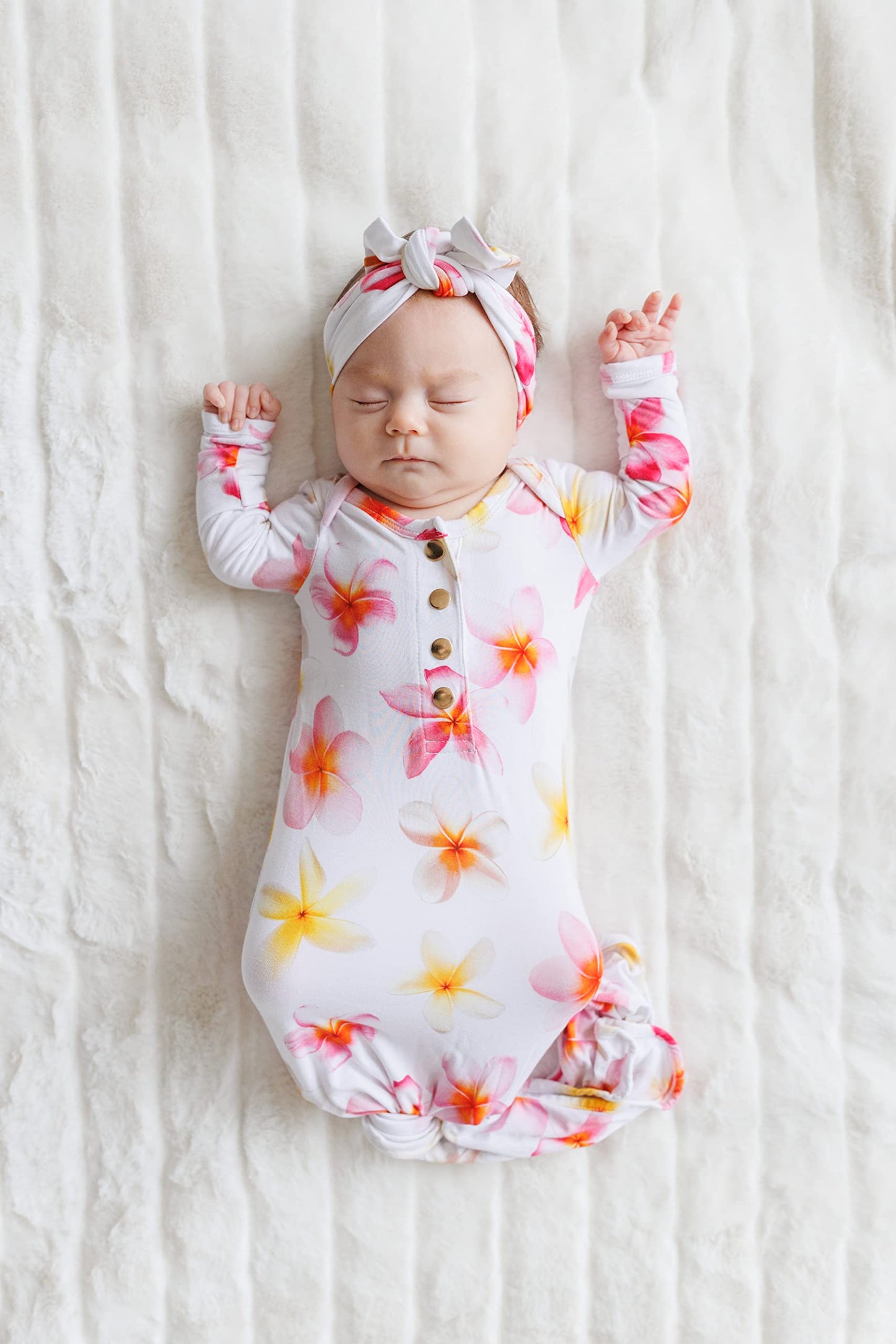 Florida Kid Co. Plumeria Ultra Soft Newborn Headband Bow, Viscose From Bamboo With Spandex Stretchy Material