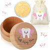 Equsion 3 Pcs Tooth Fairy Gifts For Girls And Boys Tooth Fairy Box Coin Unicorn Bag With Gold Foil Reward Coins Wood Baby Keepsa