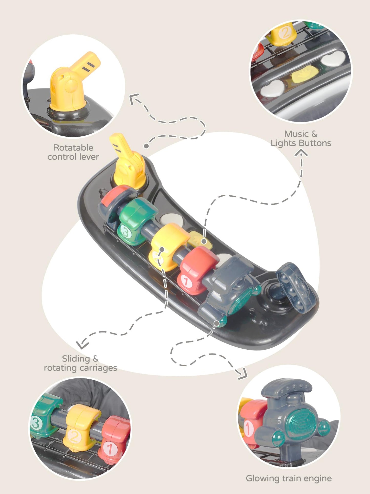 Music And Lights Baby Walker With Wheels, 6 In 1 Baby Activity Center W/Ergonomic Backrest Design, Baby Walkers For Boys W/Foot