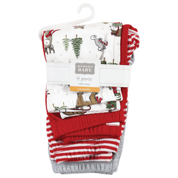 Hudson Baby Unisex Baby Cotton Pants And Leggings, Christmas Forest, 12-18 Months