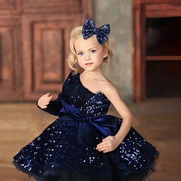 Lanmerry Hair Clip With 5 Inches Sequins Large Bow, Alligator Hair Clip For Girls, Women, Teens, Babies, Navy Blue Bow Gift