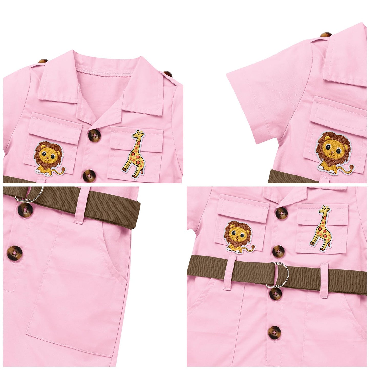 Baby Safari Outfit Baby Girl Pink Zookeeper Jumpsuit Short Sleeve Safari Romper With Safari Hat Toddler Girl Zookeeper Outfit Wi