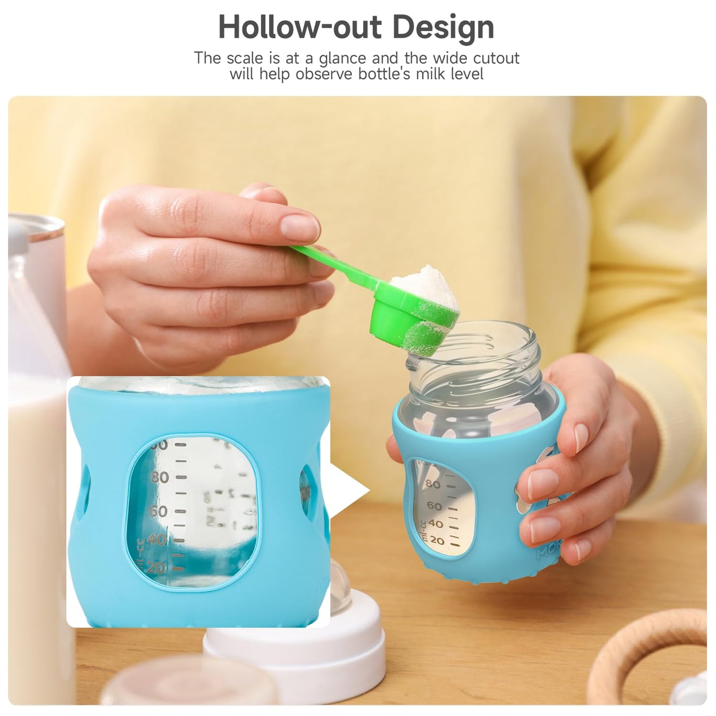 Morlike Silicone Baby Bottle Holder Sleeves Fit For Philips Avent Natural Glass Baby Bottles 4Oz, 100% Silicone Baby Bottle Cove