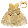 Cmmchaah Toddler Girls Big Bowknot Dresses Baby Little Girls Lace Embroidery Wedding Party Ball Gown Dress (Yellow,120)