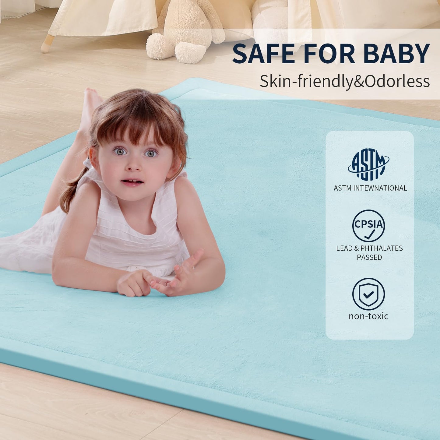 Acomopack Baby Play Mat For Floor 1.3' Thick Memory Foam Play Mat 79' 118' Tummy Time Mat Playpen Mat With Non-Slip Bottom F