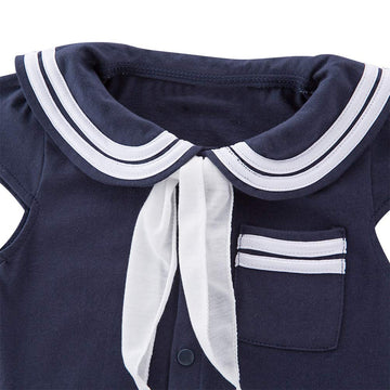 Lxkikmm Baby Girl Nautical Dress Sailor Suit Jumpsuit Romper With Hat