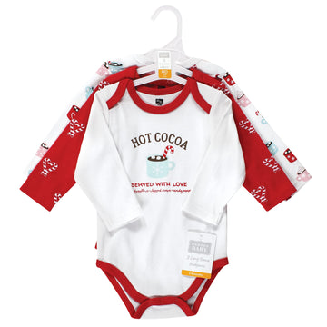 Hudson Baby Unisex Baby Cotton Long-Sleeve Bodysuits, Hot Cocoa, 0-3 Months