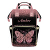 XOZOTY Butterfly Black Diaper Bags Backpack Personalized Baby Nursing Nappy Travel Tote Bag Gifts for Mom Girl