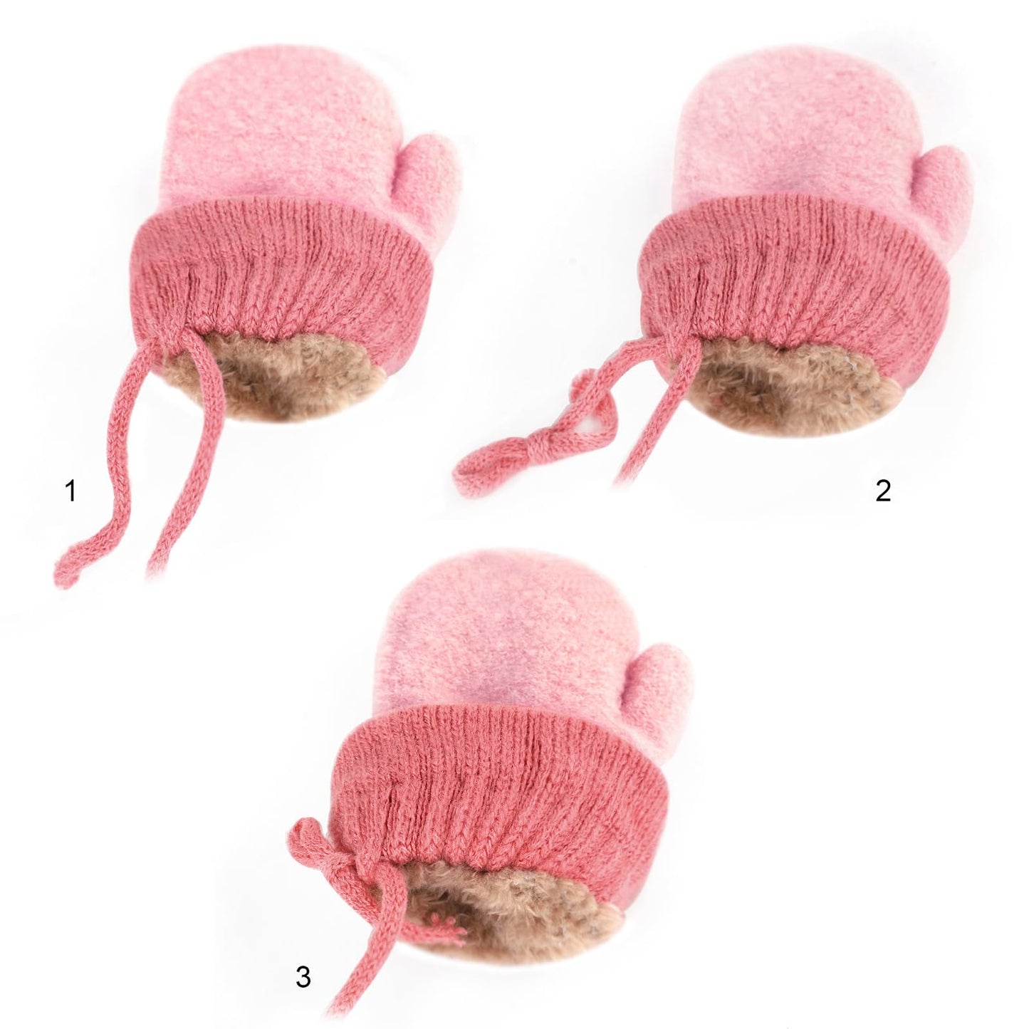 Toddler Baby Knitted Winter Gloves Cable Mittens Cute Cartoon Bear Kids Boys Girls Thermal Thick Fleece Lined Gloves Wool Warm K