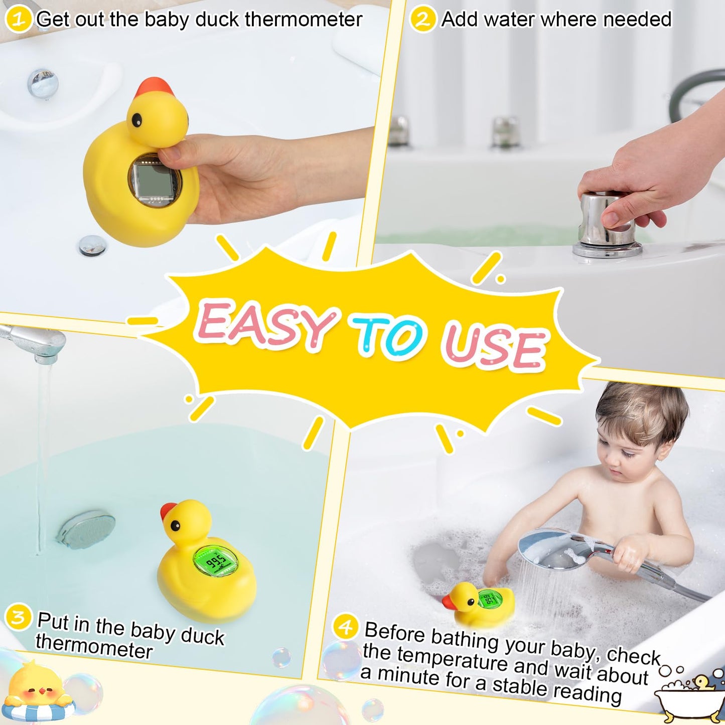 Baby Bath Thermometer Baby Safe Bathtub Thermometers Duckling Floating Thermometer For Infant And Toddler Bathtubs Outdoor And I