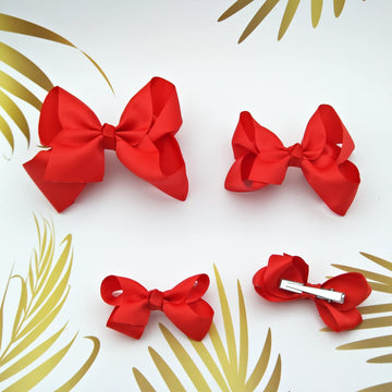 Red Bows For Girls,6Pcs Hand-Made Grosgrain Ribbon Hair Bows Alligator Clips Hair Accessories For Little Teen Toddler Girls Kids
